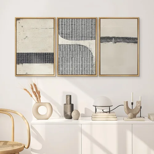 Vista 50 de SIGNWIN Lienzo enmarcado para pared, juego de arte neutro de bosque brumoso, ilustraciones en tono tierra, arte moderno, decorativo, bohemio