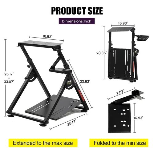 Vista 5 de GTPLAYER Sim Racing Wheel Stand Simulator Cockpit Wheel Stand Racing Steering Shifter Mount fit for Logitech G25 G27 G29 G920 G923 Thrustmaster