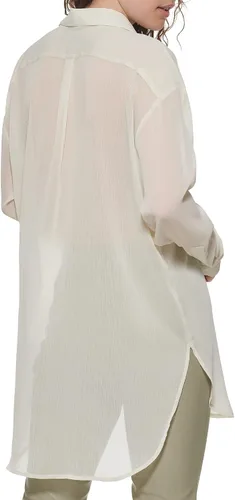 Vista 4 de DKNY Top deportivo de grapas transparentes con botones para mujer