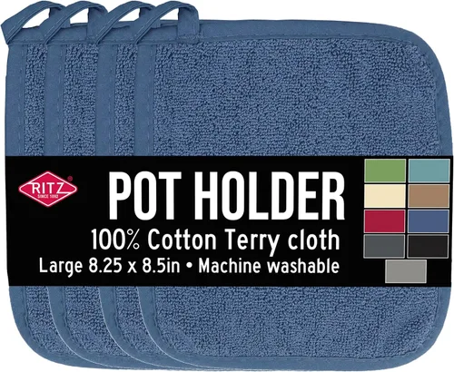 Vista 16 de RITZ Guante de olla y protector térmico de rizo: Resistente al calor sin igual, duradero 100% algodón – Diseñado ergonómicamente para un agarre