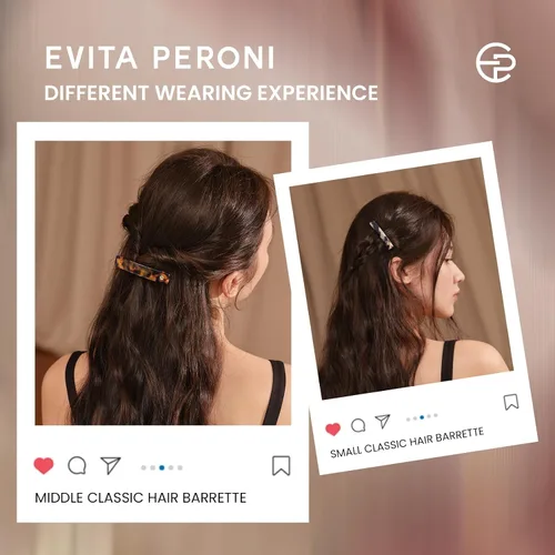 Vista 3 de EVITA PERONI Pasadores de pelo francés para mujer, pinzas antideslizantes de tamaño medio para cabello grueso y fino, clip de acetato extraíble