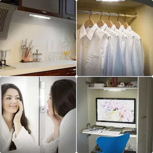 Vista 4 de HONWELL Nueva versión de luces de mostrador inalámbrico que cambia de color barra de luz LED, iluminación de cocina de gabinete con control remoto