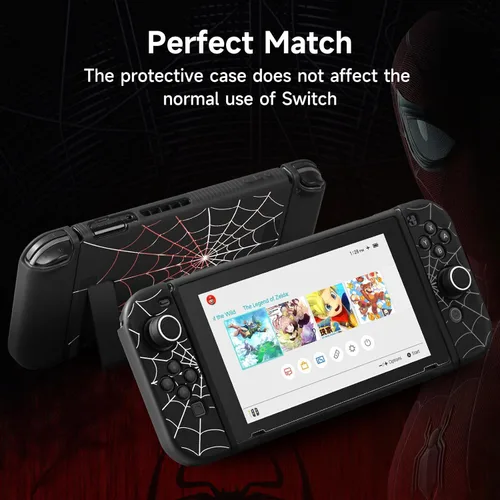Vista 6 de JINGDU Funda compatible con Nintendo Switch 2017, accesorio de funda de TPU para consola Switch y Grip Joy-Con, protector de interruptor con 4