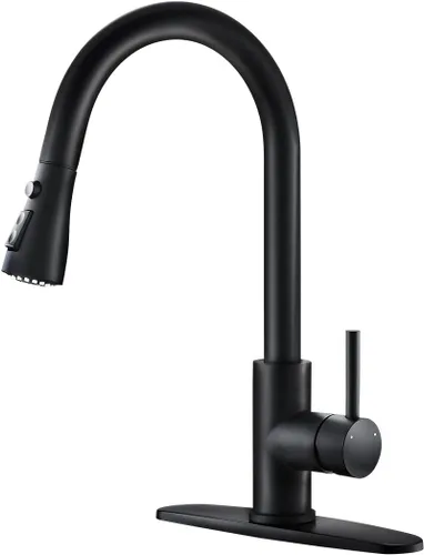 Vista 14 de Grifos de cocina de níquel cepillado con rociador extraíble Grifo de fregadero de cocina con rociador extraíble Montaje en cubierta de un solo