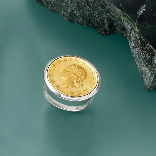 Vista 6 de Ross-Simons Italian Genuine 20-Lira Coin Ring in Sterling Silver