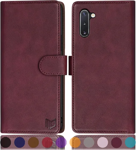 Vista 11 de SUANPOT Funda de piel tipo cartera para Samsung Galaxy Note 10 de 6.3 pulgadas con bloqueo RFID, soporte para tarjetas de crédito, libro de folio