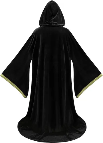 Vista 2 de GRAJTCIN Bata de mago unisex de terciopelo, capa de mago, disfraz renacentista para cosplay y Halloween