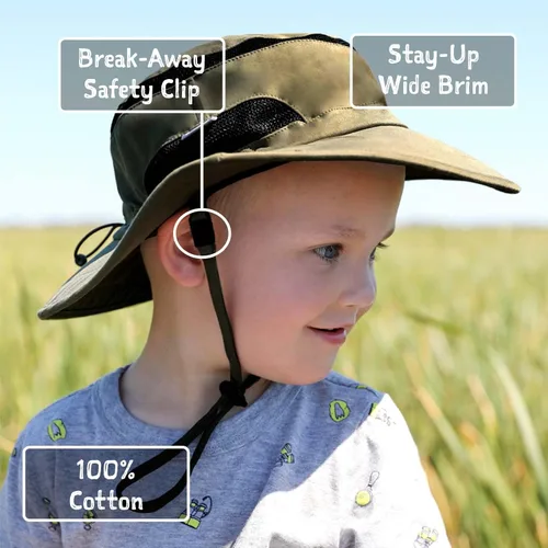 Vista 2 de JAN & JUL Gorro de jaspe junior para niños, algodón UPF 50+, talla ajustable