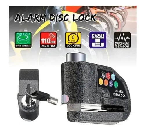 Vista 2 de Candado Alarma Freno De Disco Con Alarma Para Moto