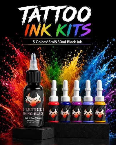 Vista 7 de Wireless Tattoo Gun Kit For Beginners, 7 Adjustable Strokes Black Single Battery
