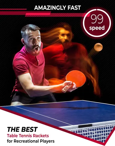 Vista 6 de Professional Ping Pong Paddle with ITTF Rubber and Carrying Case Table Tennis Racket with Speed 99, Spin 93, Control 90, Improves Accuracy and