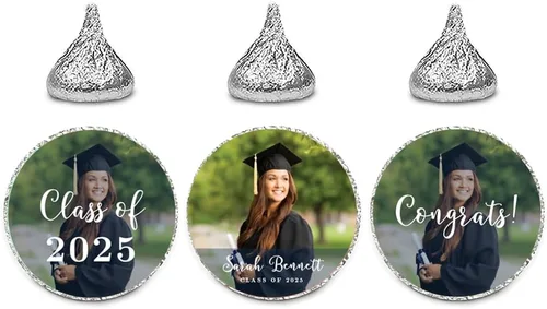 Vista 18 de Andaz Press Colección de graduación personalizada con fotos, etiquetas de gota de chocolate para besos, paquete de 216, imagen personalizada
