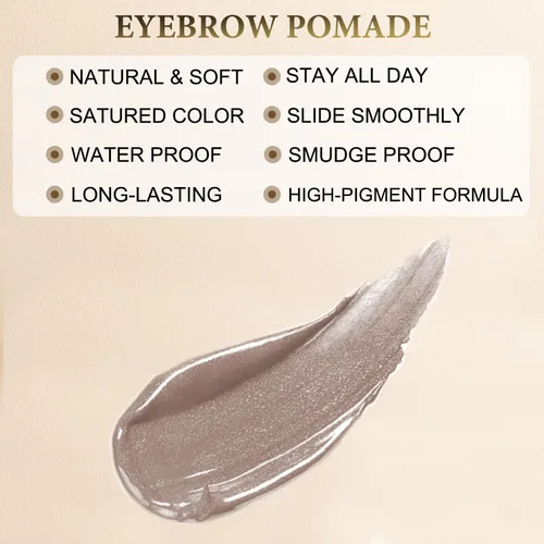 Vista 3 de Pomada de cejas – Pomada impermeable para cejas para resultados duraderos, fórmula a prueba de manchas y resistente al sudor, maquillaje natural
