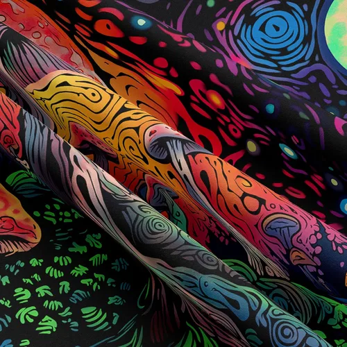 Vista 3 de Tapzen Tapiz de plantas coloridas con estrellas de luna para dormitorio, diseño de bosque de fantasía, bohemio para colgar en la pared