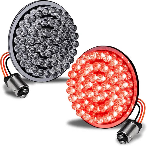 Vista 12 de TRUE MODS 2" 1156 Luz trasera LED anaranjada de señal de giro para Harley Davidson [Juego de par] [Acabado negro] [Estilo bala] Para Harley