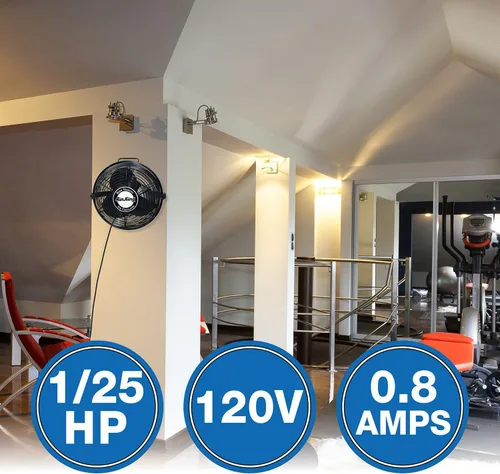 Vista 2 de Air King 9312 Ventilador de pared de acero con recubrimiento en polvo, negro