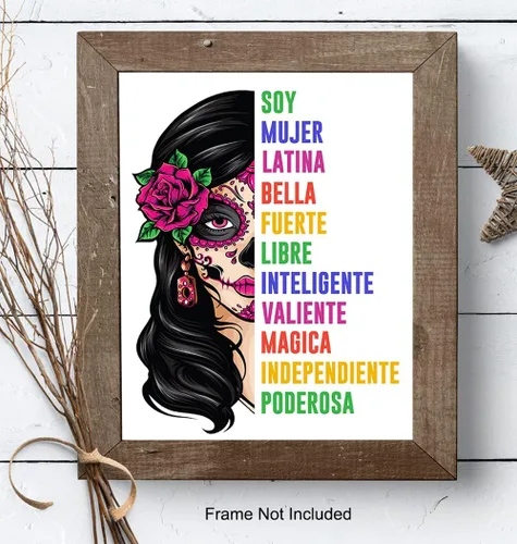 Vista 8 de Arte de pared de mujer latina mexicana, póster motivacional latino, decoraciones para cuartos arte, regalos para mujeres, ninas latino chicano