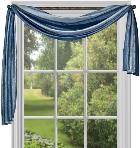 Vista 14 de PowerSellerUSA Designer Home - Paneles de cortina semitransparentes a rayas multicolor (beige, bufanda de 50 x 144 pulgadas)