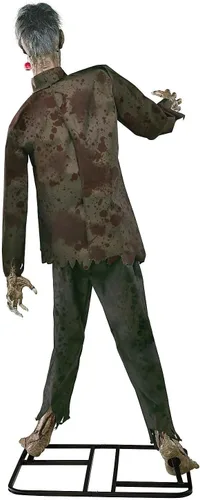 Vista 6 de Spirit Halloween 6 pies 1 en Jeremy Jaws Animatronic, decoración de zombis
