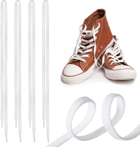 Vista 7 de 2 cordones blancos para zapatos, cordones planos, cordones para zapatos deportivos, cordones duraderos para entrenadores, botas de senderismo