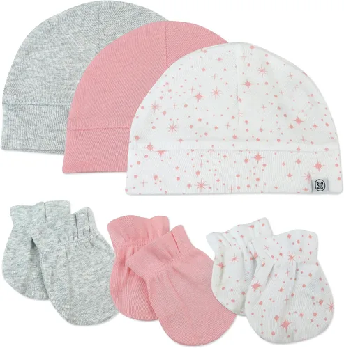 Vista 10 de HonestBaby Baby - Paquete de 100% gorras de algodón orgánico multipack y guantes sin rasguños