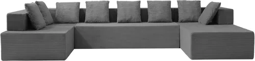 Vista 35 de Sofá modular modular en forma de U de 103 pulgadas con 2 otomanas Negro