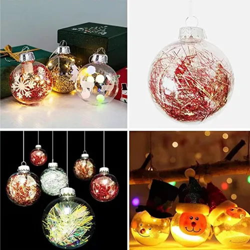 Vista 4 de 12 bolas rellenables de plástico transparente para bricolaje, bolas de Navidad de 2.36 pulgadas