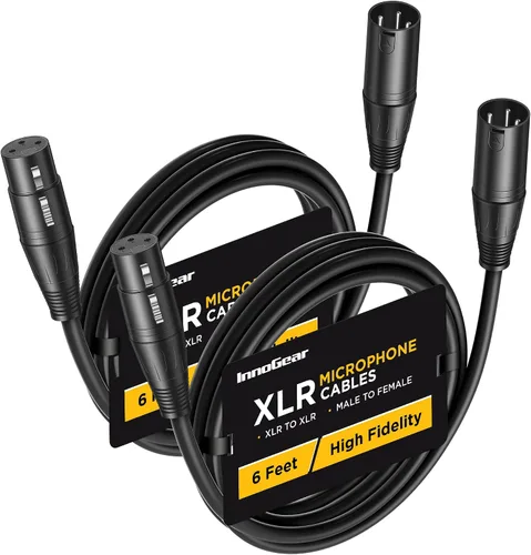 Vista 10 de InnoGear XLR - Cables de micrófono, 3 pies, paquete de 2 cables de cobre sin oxígeno macho a hembra de 3 pines, cable de micrófono XLR equilibrado