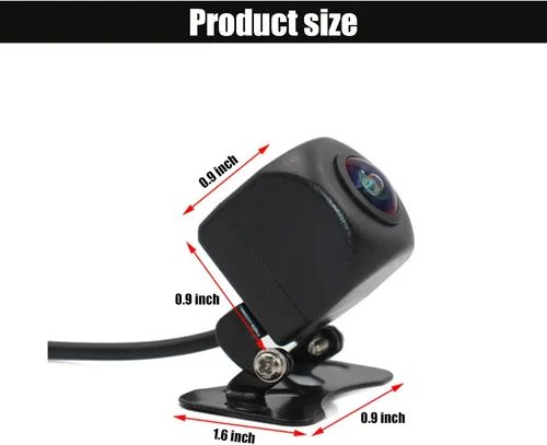Vista 2 de Miytsya 1 PC Cámara de respaldo para auto, 130° de súper ángulo amplio y vista trasera/frontal universal, cámara metálica universal, lentes