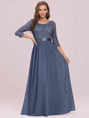 Vista 3 de Ever-Pretty - Vestido largo elegante para dama de honor con cintura imperio manga de 34 07412