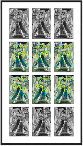 Vista 20 de Marco de cómic blanco mate para cómics publicado entre 1938 y 1955 (marco de madera maciza de cómic de la edad dorada) hecho para mostrar 4 cómics
