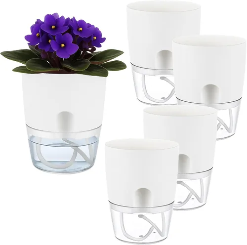 Vista 18 de Macetas de riego automático para plantas de interior, macetas para exteriores, paquete de 3 macetas de riego automático de 6 pulgadas, macetas