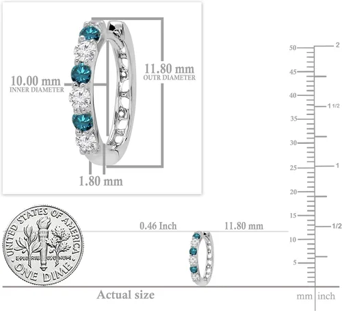 Vista 4 de Dazzlingrock Collection Alternate Round Gemstone & Diamond Huggies Hoop Hinged Post Earrings for Women in Gold