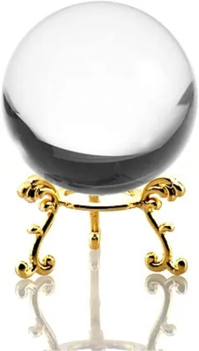 Vista 2 de Amlong Crystal 60mm (2.3 pulgadas.) bola de vidrio con soporte de flor dorado de 2.3 pulgadas Ámbar