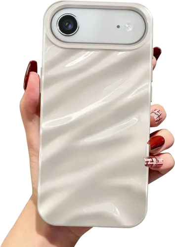 Vista 57 de QLTYPRI Funda compatible con iPhone 11, bonita funda con patrón de ondas de agua para niñas y mujeres, delgada, satinada, brillante, suave, de Beige