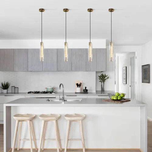 Vista 5 de KCO Iluminación moderna de cristal colgante de luces colgante de isla de cocina de oro lámpara colgante de vidrio de burbuja lámpara colgante