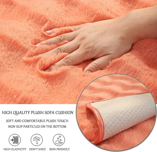 Vista 32 de Funda para sofá esquinero de 3/2/1/4 plazas, funda antideslizante para sofá, funda de felpa de conejo de lujo, protector de muebles de piel Negro
