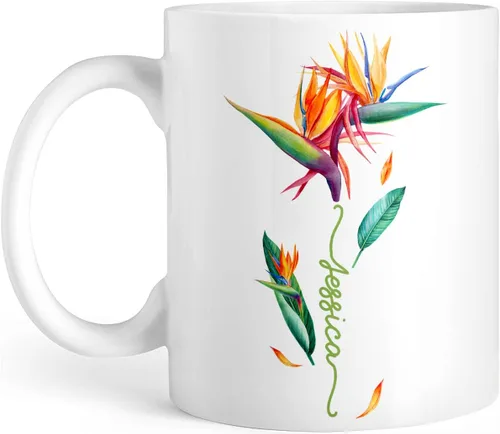 Vista 9 de CUBICER Tazas de café personalizadas, diseño de lirio, nombre personalizado, tazas de cerámica blanca, taza de viaje grande, vaso para beber, Lirio
