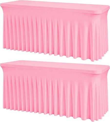 Vista 30 de Mantel rectangular de elastano negro, funda elástica ajustada para mesas rectangulares de 1,8 m, falda de mesa elástica sin arrugas para decoración