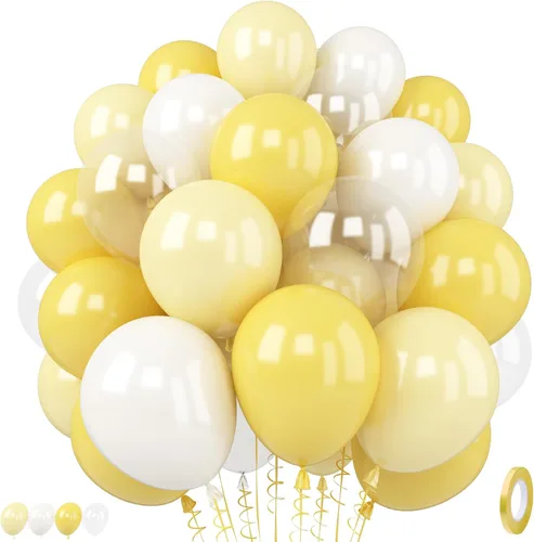 Vista 10 de Globos rosa y dorado, globo de látex rosa claro pastel de 12 pulgadas y blanco arena perla con globo metálico dorado champán beige para princesas