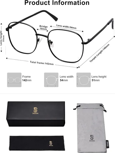 Vista 5 de SOJOS Classic Square Blue Light Blocking Glasses for Women Men Stylish Computer Glasses SJ1137