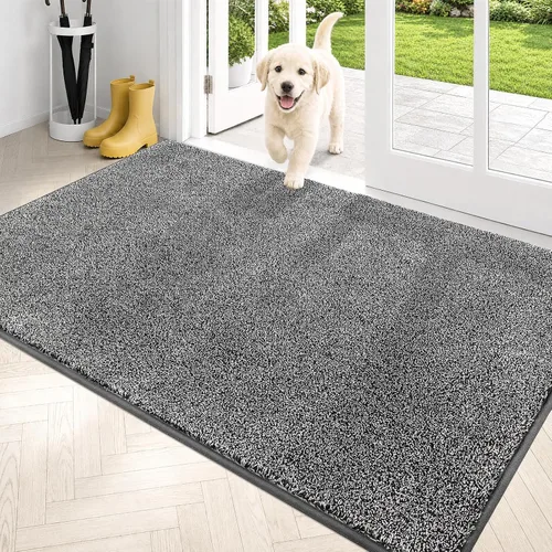 Vista 50 de PURRUGS Tapete para puerta con atrapamiento de suciedad, 20 x 31.5 pulgadas, antideslizante, lavable a máquina, tapete para puerta de perro, tapete