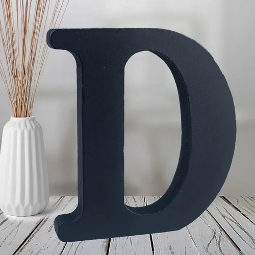 Vista 11 de AOCEAN Letras de madera negra de 6 pulgadas Letras de madera sin terminar para decoración de pared Letras decorativas de pie Rebanadas Tablero