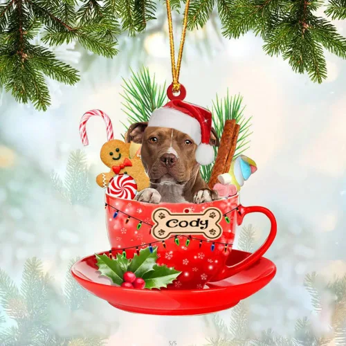 Vista 89 de NAZENTI Adorno personalizado de Alaskan Malamute en taza roja, adorno de Navidad personalizado para perros amantes de las mascotas, colgante