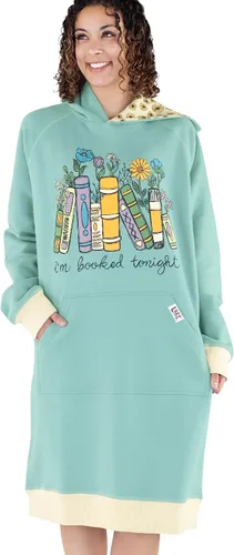 Vista 33 de Lazy One Sudadera con capucha de gran tamaño, ropa de dormir cómoda, vestido de suéter para mujer