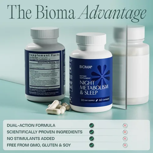 Vista 7 de BIOMA Metabolismo nocturno y sueño: apoya la digestión, el metabolismo energético y el sueño reparador con melatonina, vitamina D, magnesio y más