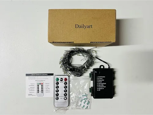 Vista 7 de Dailyart - Cadena de luces LED de 6 pies con 120 microestrellas, funciona con pilas, impermeable, alambre de cobre verde oscuro, para guirnalda