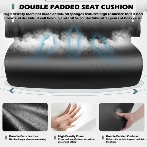 Vista 4 de LEMBERI Silla de oficina ejecutiva de respaldo alto para adultos, sillas de escritorio de cuero grandes y altas con brazos abatibles acolchados
