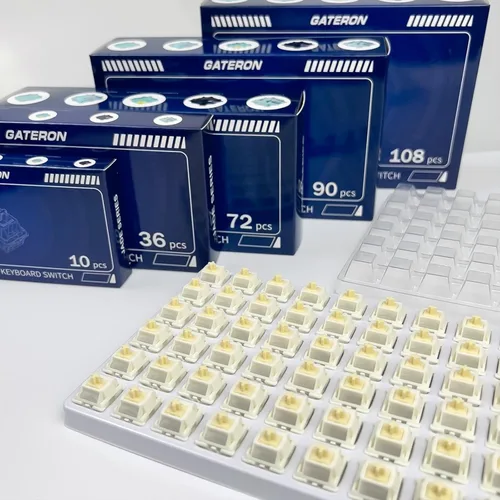 Vista 6 de Interruptores de teclado Gateron Cream, interruptores táctiles pre-lubricados RGB de doble etapa con resorte de 5 pines, completos de POM con poste