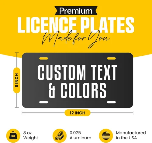 Vista 2 de Placa de matrícula personalizada – Placas para Carro Personalizadas – Placa de matrícula personalizada – Placas de vanidad para la parte delantera